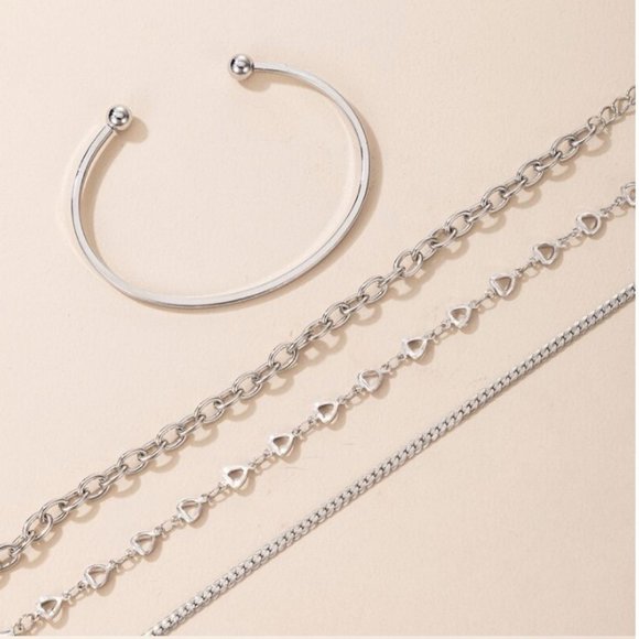 4pc SET Chain & Cuff Bracelets - Picture 2 of 3